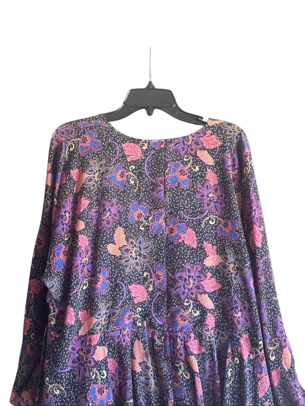 Free People Teegan Mini Dress in Twilight Combo. Faux Wrap Boho Long Sleeve. Med - Picture 10 of 15